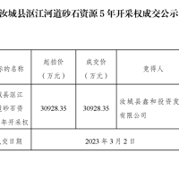 底價成交！湖南汝城5年河砂開采權被當地國企超3億元競得